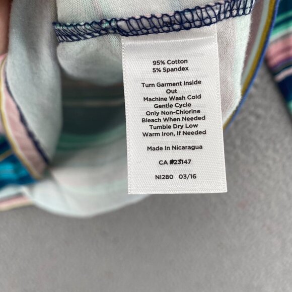 Talbots Top Womens Large Green Multi Striped Long Sleeve Stretch Pullover Tee - Picture 6 of 11